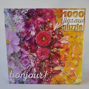 Buffalo 1000pc Jigsaw Puzzle Bonjour Gradient Floral Picture Flowers Red Yellow - Picture 1 of 7