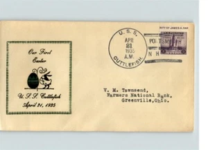 Buque marino USS CUTTLEFISH, 1935 cancelación, tinta termográfica ""Nuestra primera Pascua"", puertos - Imagen 1 de 1
