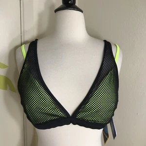 NEW Fabletics Black Neon Mesh Bikini Top Size XL U.V Protection - Picture 1 of 10