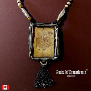 tao taoist taoism asian talisman ethnic amulet necklace beaded pendant medallion - Picture 1 of 12