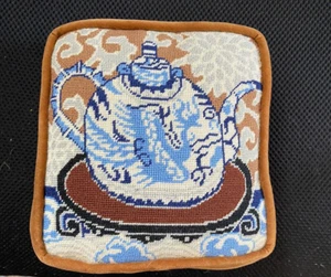 Unbranded Tapestry Pillow Teapot 7" x 7" brown - Picture 1 of 9