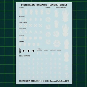 Iron Hand Primaris Marines Calcomanías Transferencia #12205 Warhammer 40.000 - Imagen 1 de 2