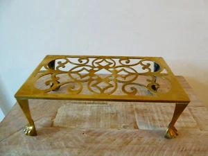 Vintage Brass Rectangular Trivet Stand with Feet - Picture 1 of 3