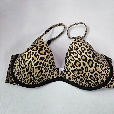 Sujetador Victoria Secret ROSADO 34D negro guepardo cuello redondo con aros Foto 1 de 4