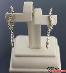 Jose Hess Designer Diamond Drop 14k Yellow Gold Earrings - Picture 1 of 6