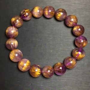 12.5mm Natural Purple Titanium Crystal Brazilian Beads Bracelet AAAA+ 
