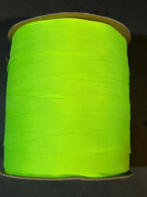 7/8" NEON HI VISIBILITY FLUORESCENT YELLOW SOLID GROSGRAIN RIBBON  HUGE ROLL! - Image 1 of 4
