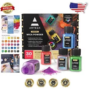 Vibrant Mica Powder Set for DIY Crafts - 30 Assorted Colors (0.18 oz Bottles) - Picture 1 of 10