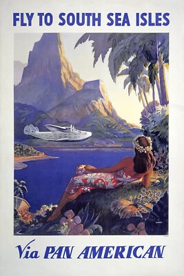 FLY PAN AMERICAN TO SOUTH SEA ISLES  ADVERTISING POSTER - Image 1 of 2