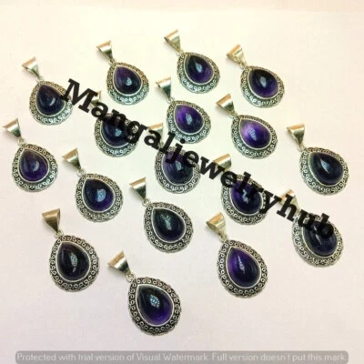 Wow Piedras Preciosas Amatista Natural 10 PIEZAS Colgantes Chapados en Plata 925 Lote a Granel Joyería Foto 1 de 4