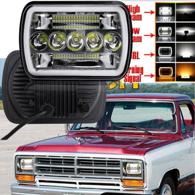 Faro LED cromado Hi-Lo DRL intermitente para Dodge D100 D150 D250 D350 1981-93 Foto 1 de 4