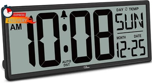 Wallarge 14,5" große digitale Wanduhr batteriebetrieben mit Jumbo Zahlen, Te - Bild 1 von 12