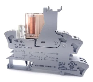 Wago 788-334 Relay and Socket DPDT 24VDC, 8A, 400mW, 250VAC , 5000V, 7ms/2ms - Picture 1 of 4