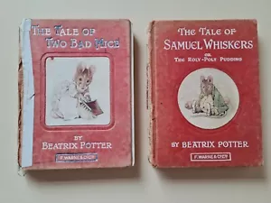 2x Vintage Beatrix Potter Books Two Bad Mice & The Tale Of Samuel Whiskers Poor - Picture 1 of 12