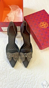 Tory Burch Wildleder-Pumps Schleife spitz zulaufend schwarz/mit Strass-Absätzen 9,5 M - Bild 1 von 10
