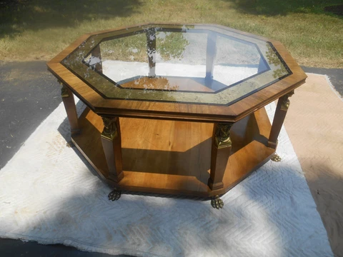 Vintage Baker Furniture Egyptian Revival Octagon Coffee Table Cover
