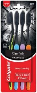 Colgate Slim Soft Charcoal Toothbrush - Pack of 3 - Picture 1 of 6