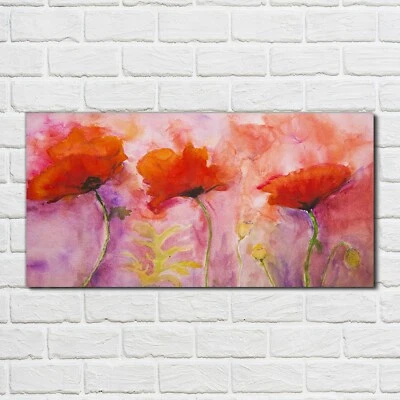 Acrylglasbild Wandbild Plexiglas 100x50 Gemälde Blumen Mohnblumen Kunst - Bild 1 von 4