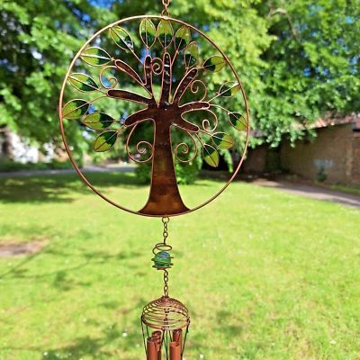 JONES GIFTS Lebensbaum Windglockenspiel Sonnenfänger Hängen Haus Gartenornament Deko Geschenk