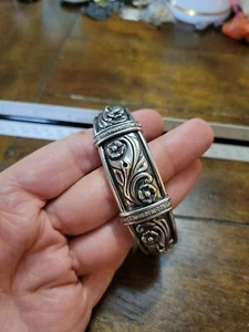 Sterling Silver 925 & Diamond Cuff Bracelet Flower designer Lyric - Picture 1 of 11