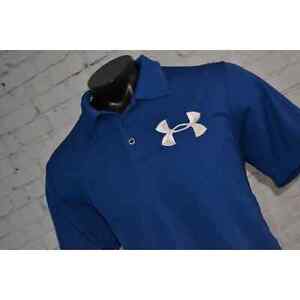 45675-a Under Armour Golf Polo Shirt Regular Blue Polyester Size XL Adult Mens