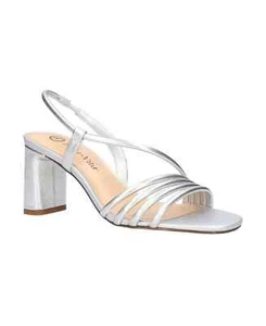 Bella Vita Women's Silver Leather Zariah Heeled Sandals - 7 - Silver - Picture 1 of 7