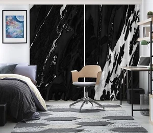 3D Schwarzes Marmordesign H6138 Foto Blockout Vorhang Stoff Fenster Erin 2023 - Picture 1 of 7