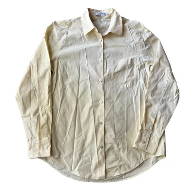 ALEXANDER WANG рубашка Sz 0 резинке кнопка вверх желтый бледный женщин блузка карман - Изображение 1 из 4