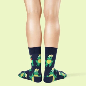 UnaBux Socke FROG PRINCE - navy Socken mit Froschkönig Design, Frösche, Krone - Bild 1 von 12