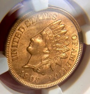 1908-P/UNC/COLOR/ INDIAN HEAD PENNY 1C/ AWESOME RED INDIAN & SCRATCH-FREE SLAB - Picture 1 of 4