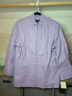 Terry Lewis Leather Jacket Lavender Blazer Classic Luxuries Size L Genuine Leath - Image 1 of 4