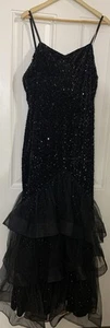 Women Sexy Sleeveless Sequin Mesh Patchwork Maxi Dress black Sling Size 4XL - Picture 1 of 10