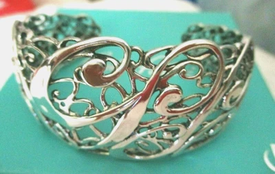 Carolyn Pollack Sterling Anniversary Filigree LG Cuff Bracelet Orig. Box & Pouch - Image 1 of 4