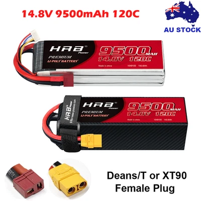 HRB 4S 9500mAh XT90 T Deans Lipo Battery 120C 14.8V for RC Drone Helicopter Quad - image 1 of 4