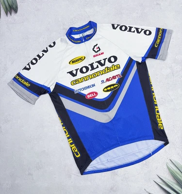 Vintage Cannondale Volvo Mavic Bell Sram Hutchinson Alcoa Cycling Jersey size L - Image 1 of 4