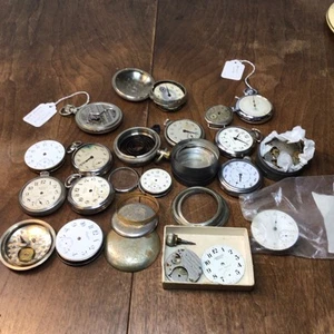 Vintage Pocket Watches For Parts Or Repair Large Lot - Picture 1 of 21