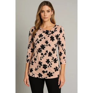 Top donna Liz Claiborne L rosa nero asimmetrico floreale stravagante fata grunge - Foto 1 di 10