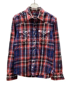 Camisa a Cuadros Replay Para Hombre Azul Rojo Informal Manga Larga S - Imagen 1 de 4