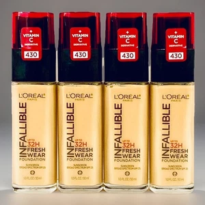 4 Pk LOREAL INFALLIBLE 32-HR Fresh Wear Foundation Vit C & SPF  #430 IVORY BUFF - Picture 1 of 2