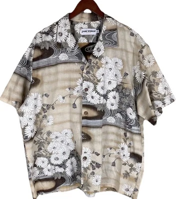 Camisa Hawaiana Jams World Para Hombres XL Mamás Marrón Floral Estampado Reverso XL Foto 1 de 4