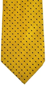 Corbata Brook Brothers pura seda amarilla y azul marino lunares hecha en EE. UU. tejida en Italia - Imagen 1 de 6
