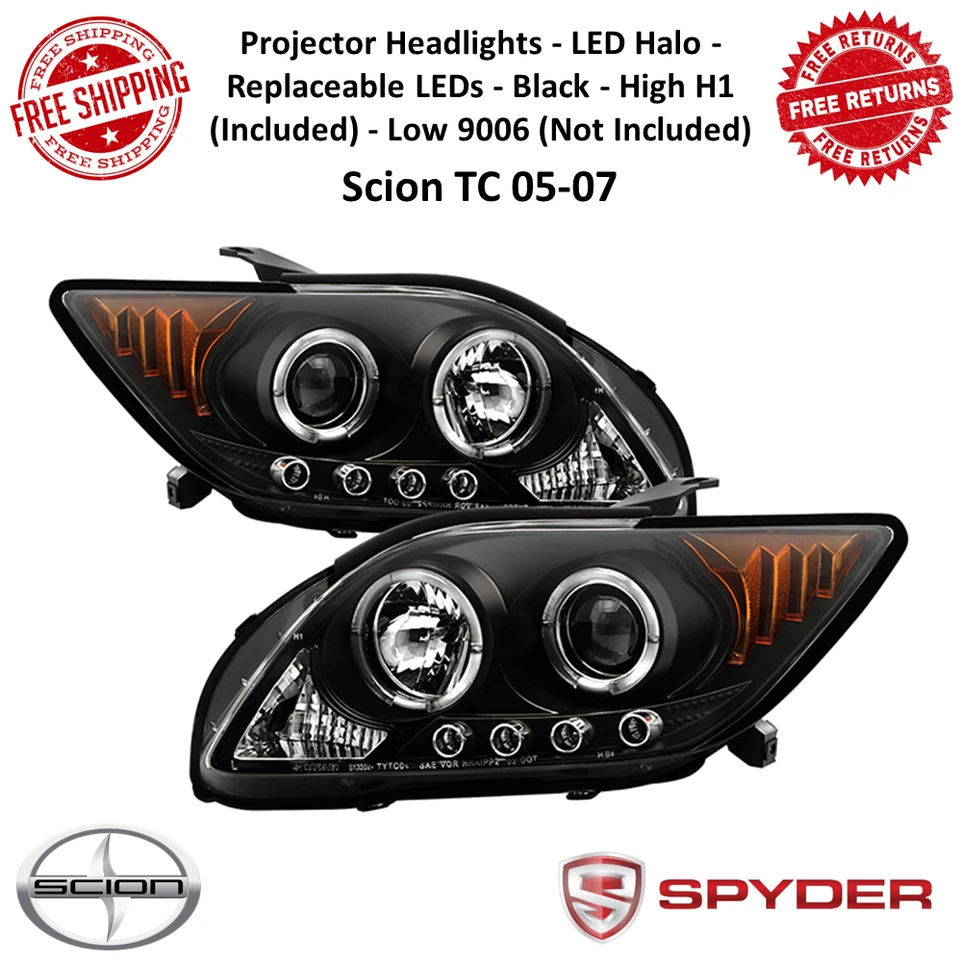 Faros proyectores Spyder Signature LED Halo negros para Scion TC 2005-2007 Foto 1 de 4