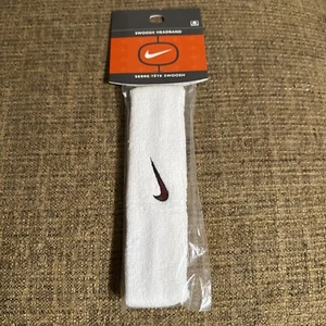 Vintage Nike Swoosh White And Red Swoosh Sweat Headband - New - Picture 1 of 3