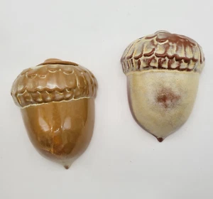 Pair Frankoma Pottery Acorn Nut Wall Pockets Planters 190 MCM - Picture 1 of 7
