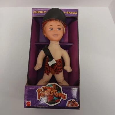1993 Mattel Flintstones fofinho macio Bamm Bamm 11756 boneca de pelúcia cabeça de plástico nova na caixa - Imagem 1 de 4