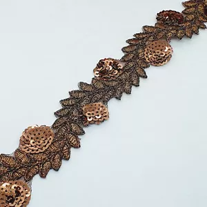 4cm Bronze Glitter Sequin braid trim indian ribbon lace Applique Embellishment - Picture 1 of 2