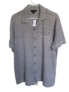 Banana Republic Linen Short Sleeve Shirt Mens Size L  Striped  NEW - Picture 1 of 4