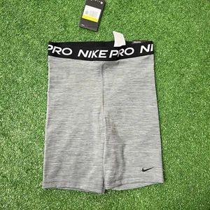 Nike Pro Shorts Sz Small Womens 365 Dri Fit High Waisted 8" Training Grey Black - Picture 1 of 7