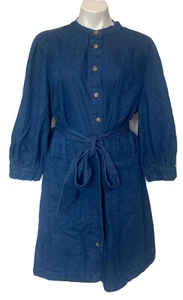 Who What Wear Indigo Wash Puff 3/4 Sleeve Button-Down Shirt Dress Size 1X Jean - Picture 1 of 9