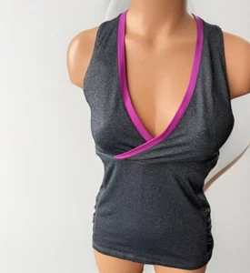 kyodan Black Gray Yoga Athletic Shirt Size S V-Neck - Picture 1 of 4